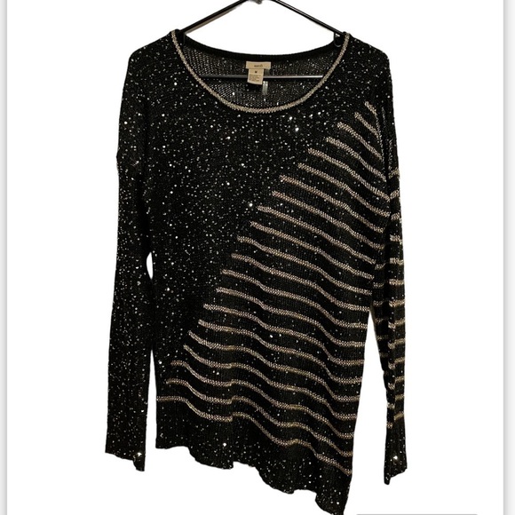 Anthropologie Black and Gold Striped Sweater - Picture 3 of 5